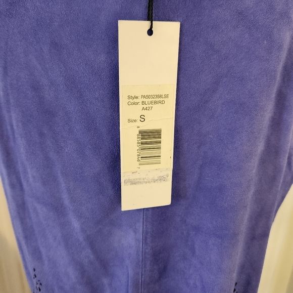 NWT Elegant Blue Leather Parker Dress Size Small - Picture 7 of 9